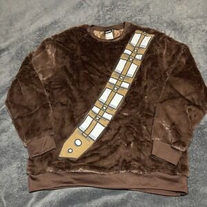Star Wars Chewbacca Brown‎ Furry Long Sleeve Pullover Sweater Size Large